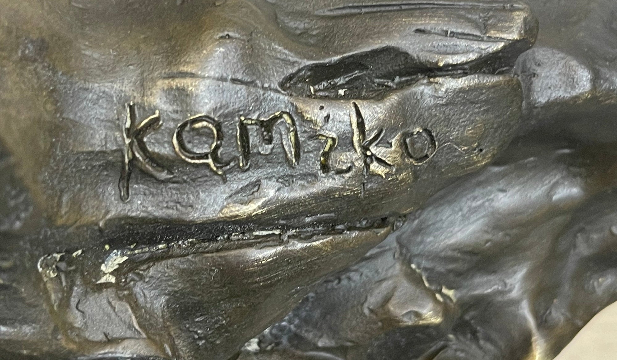 Abstract Modern Art Original Kamiko Outlaw Cowboy Horse Gun Bronze Sculpture Art