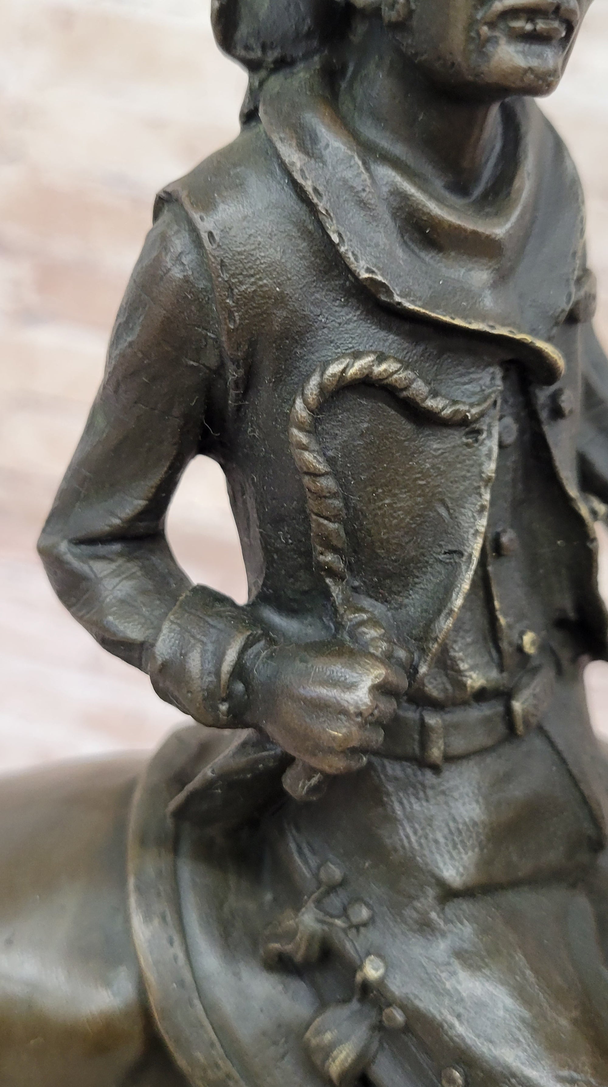 Bronze Western Sculpture Cowboy on Horseback Statue Figure 14&quot; x 11&quot;