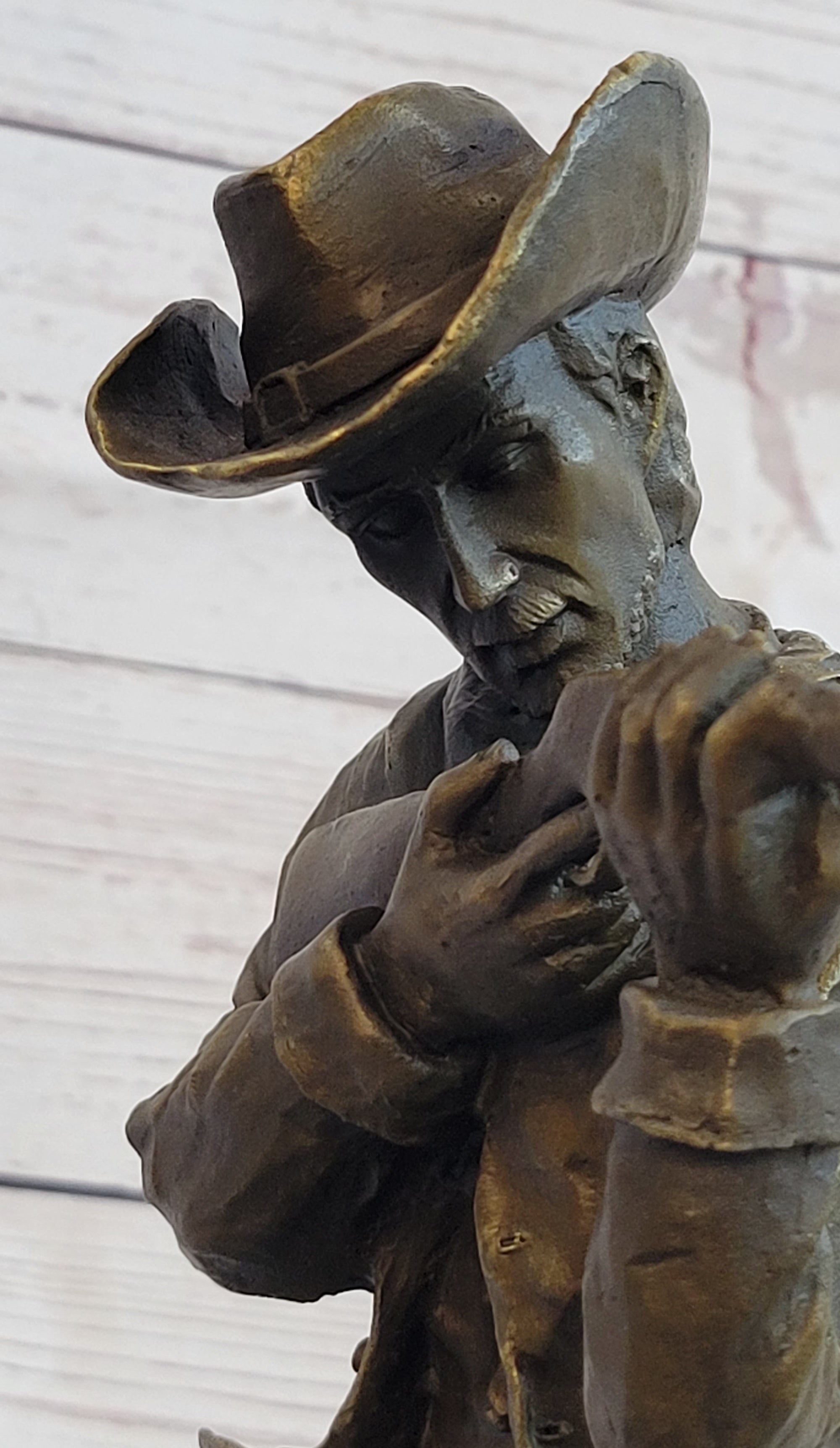 Bronze Figure of a Kneeling Ranger With Rifle Cowboy Theme Sculpture Statue 11&quot; x 8&quot;