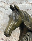 Western Art Old West Cowboy With Horse Bronze Bust Sculpture Marble Statue Decor
