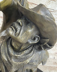 Western Art Old West Cowboy With Horse Bronze Bust Sculpture Marble Statue Decor