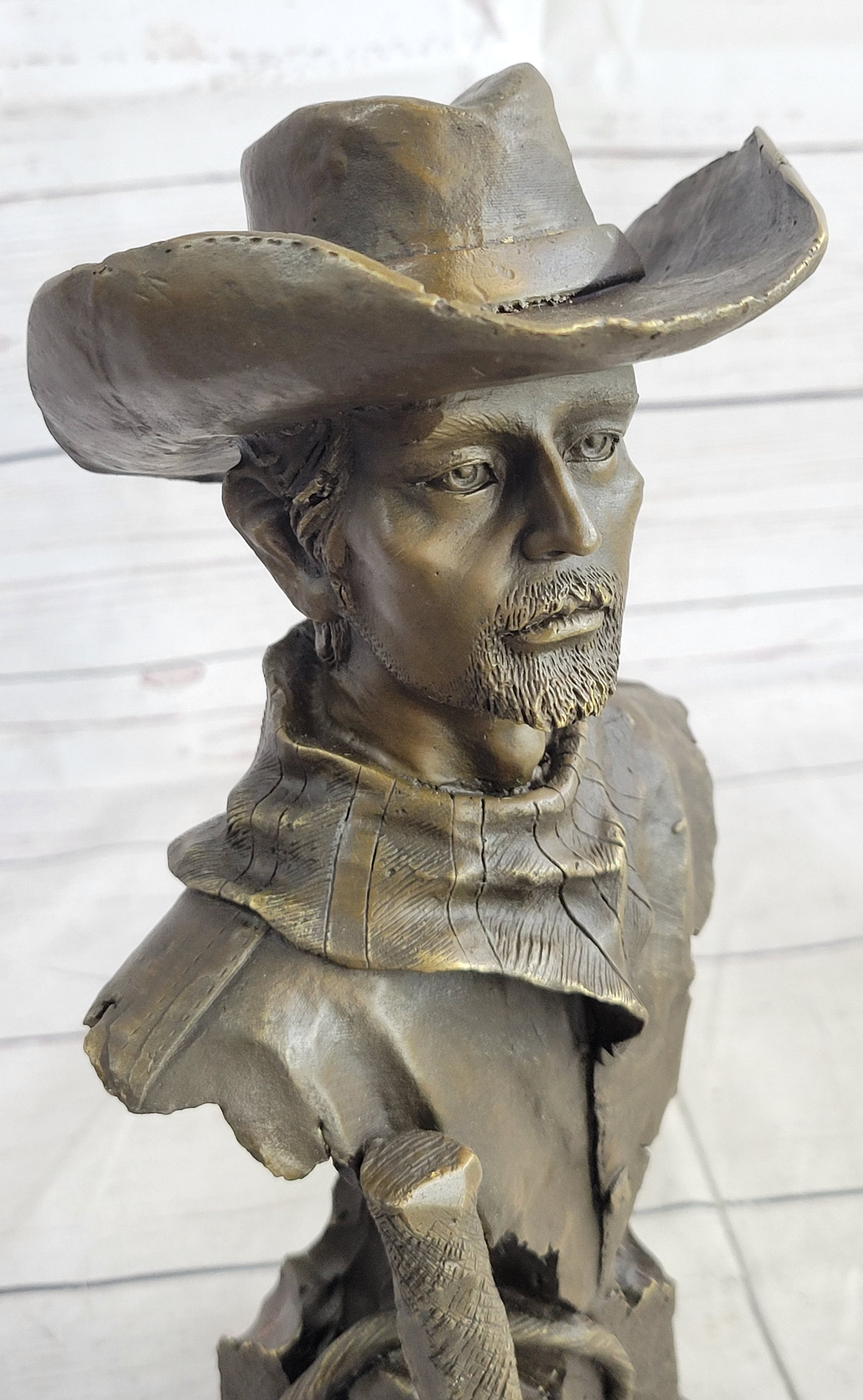 Buffalo Bill Bronze Metal Bust Statue Sculpture Western Signed Original 13&quot; x 6&quot;