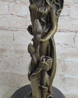 Western 100% pure Bronze Marble Art flower girl sculpture Home Office Decor