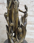 Western 100% pure Bronze Marble Art flower girl sculpture Home Office Decor