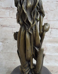 Western 100% pure Bronze Marble Art flower girl sculpture Home Office Decor