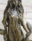Western 100% pure Bronze Marble Art flower girl sculpture Home Office Decor