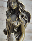 Western 100% pure Bronze Marble Art flower girl sculpture Home Office Decor