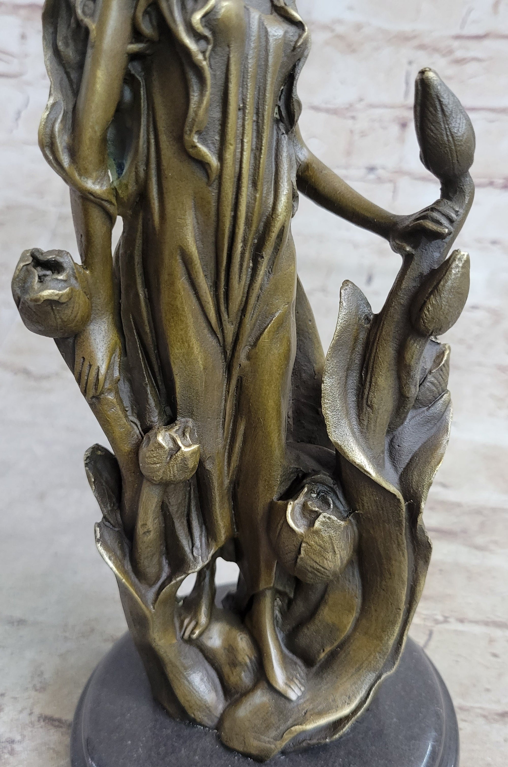 Western 100% pure Bronze Marble Art flower girl sculpture Home Office Decor