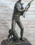 Signed Original Aldo Vitaleh Cowboy W/ Gun and His Dog Bronze Sculpture Statue