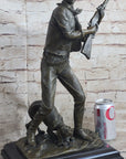 Signed Original Aldo Vitaleh Cowboy W/ Gun and His Dog Bronze Sculpture Statue
