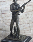 Signed Original Aldo Vitaleh Cowboy W/ Gun and His Dog Bronze Sculpture Statue