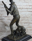 Signed Original Aldo Vitaleh Cowboy W/ Gun and His Dog Bronze Sculpture Statue