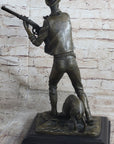 Signed Original Aldo Vitaleh Cowboy W/ Gun and His Dog Bronze Sculpture Statue