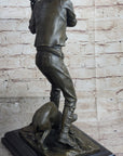 Signed Original Aldo Vitaleh Cowboy W/ Gun and His Dog Bronze Sculpture Statue