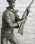 Signed Original Aldo Vitaleh Cowboy W/ Gun and His Dog Bronze Sculpture Statue