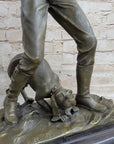 Signed Original Aldo Vitaleh Cowboy W/ Gun and His Dog Bronze Sculpture Statue