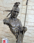 Handmade Native American Indian Warrior Bronze Sculpture Statue Figurine Art