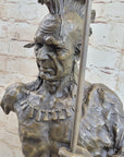 Handmade Native American Indian Warrior Bronze Sculpture Statue Figurine Art