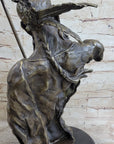 Handmade Native American Indian Warrior Bronze Sculpture Statue Figurine Art