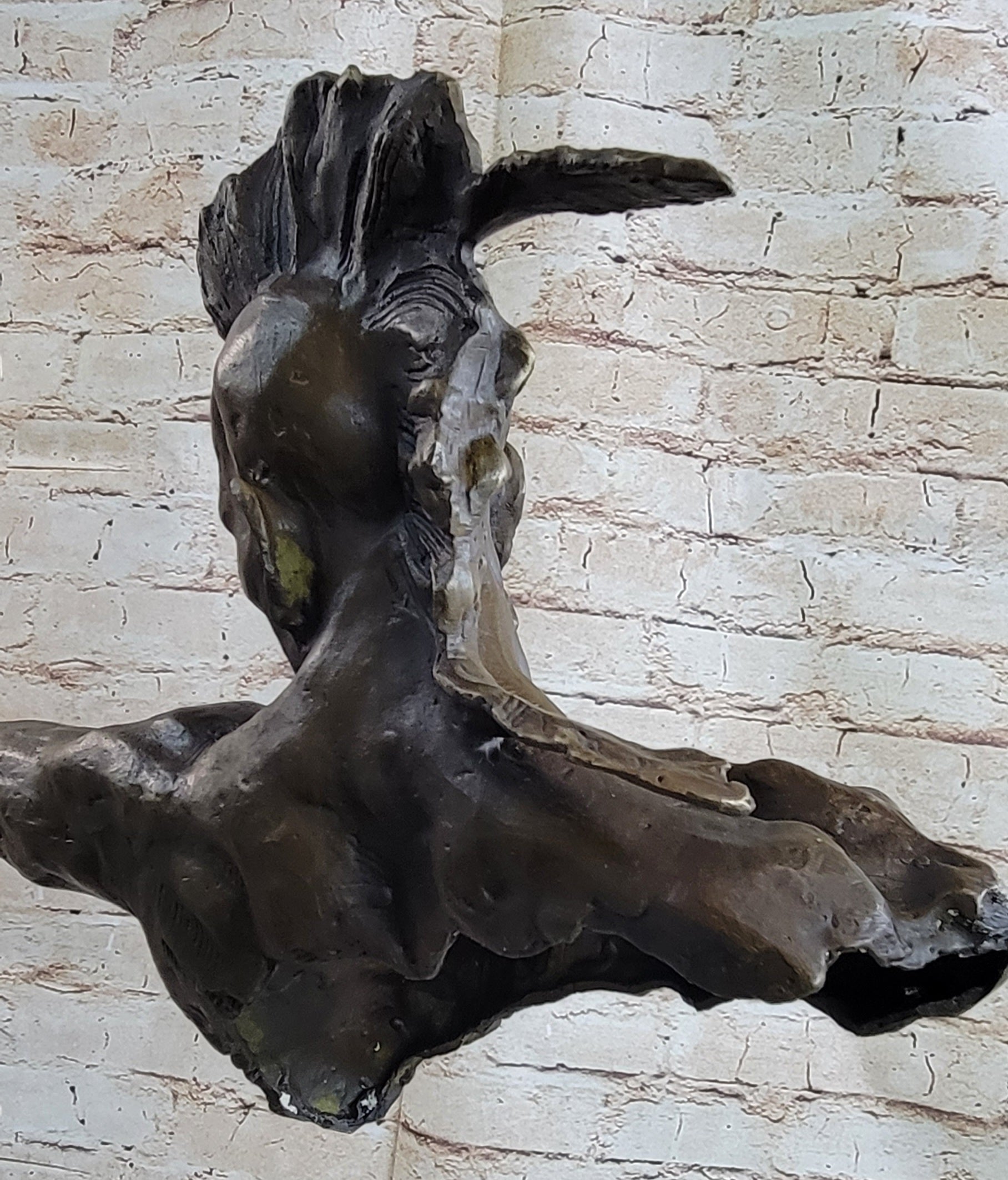 Native American Indian Mohawk Archer Bronze Bust Sculpture Statue Mario Nick 29&quot; x 23&quot;