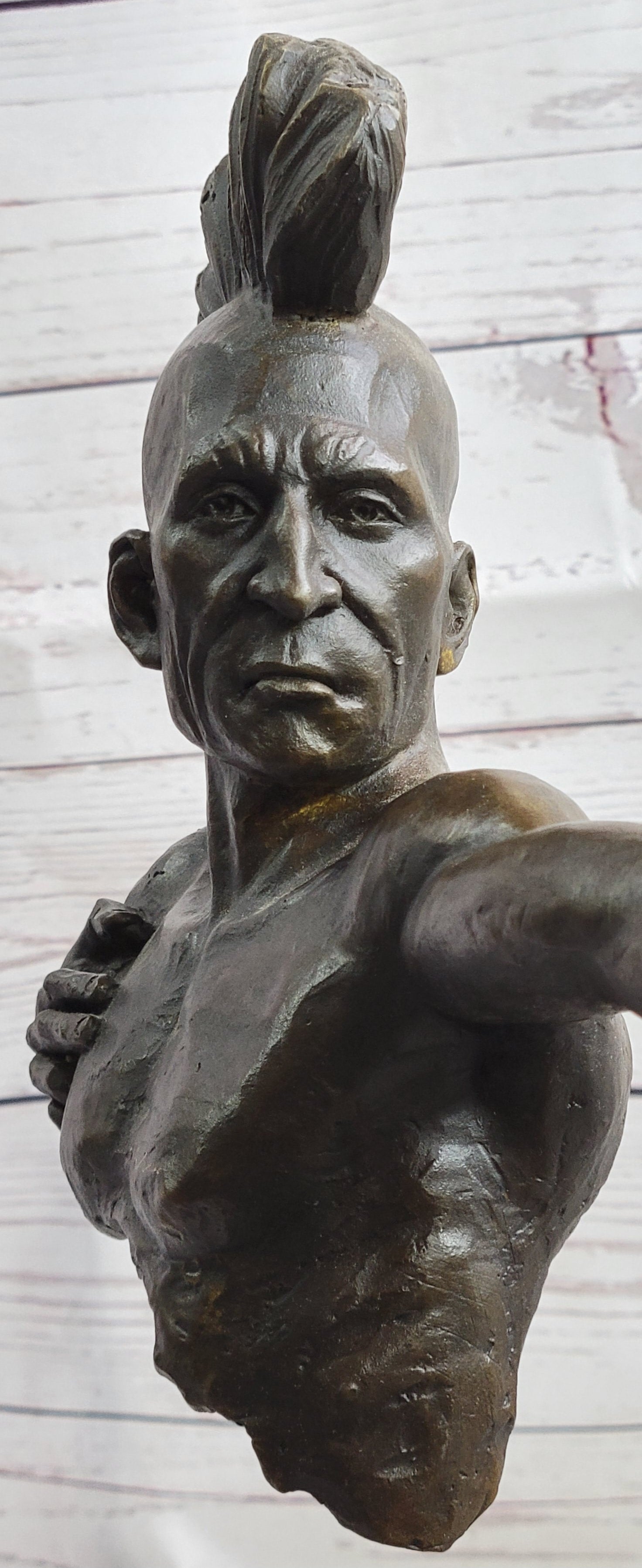Native American Indian Mohawk Archer Bow Bronze Sculpture Statue Figure 17&quot;