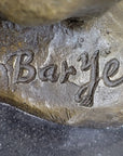 Bear vs. American Buffalo Bison Bronze Metal Statue Sculpture on Marble Base