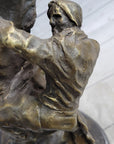 Cowboy Bucked off Rearing Horse Bronze Sculpture Statue Country Western Decor Marble Base