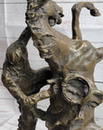 Cowboy Bucked off Rearing Horse Bronze Sculpture Statue Country Western Decor Marble Base