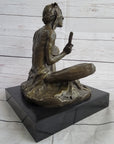 Native American Indian Shaman Medicine Man Playing Tom Tom - Bronze Sculpture Original Art