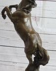 Hot Cast Bronze Rearing Stallion Horse Bronco Western Decor Signed Art Sculpture Statue