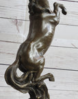 Hot Cast Bronze Rearing Stallion Horse Bronco Western Decor Signed Art Sculpture Statue
