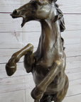 Hot Cast Bronze Rearing Stallion Horse Bronco Western Decor Signed Art Sculpture Statue