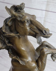 Hot Cast Bronze Rearing Stallion Horse Bronco Western Decor Signed Art Sculpture Statue
