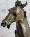 Hot Cast Bronze Rearing Stallion Horse Bronco Western Decor Signed Art Sculpture Statue