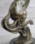 Hot Cast Bronze Rearing Stallion Horse Bronco Western Decor Signed Art Sculpture Statue