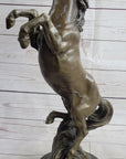 Hot Cast Bronze Rearing Stallion Horse Bronco Western Decor Signed Art Sculpture Statue