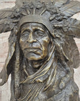Carl Kauba Native American Indian Chief in War Bonnet Bust Bronze Sculpture Statue