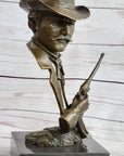 Wyatt Earp Wild West OK Corral Bronze Bust Sculpture Statue Western Art Decor