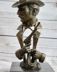 Wyatt Earp Wild West OK Corral Bronze Bust Sculpture Statue Western Art Decor