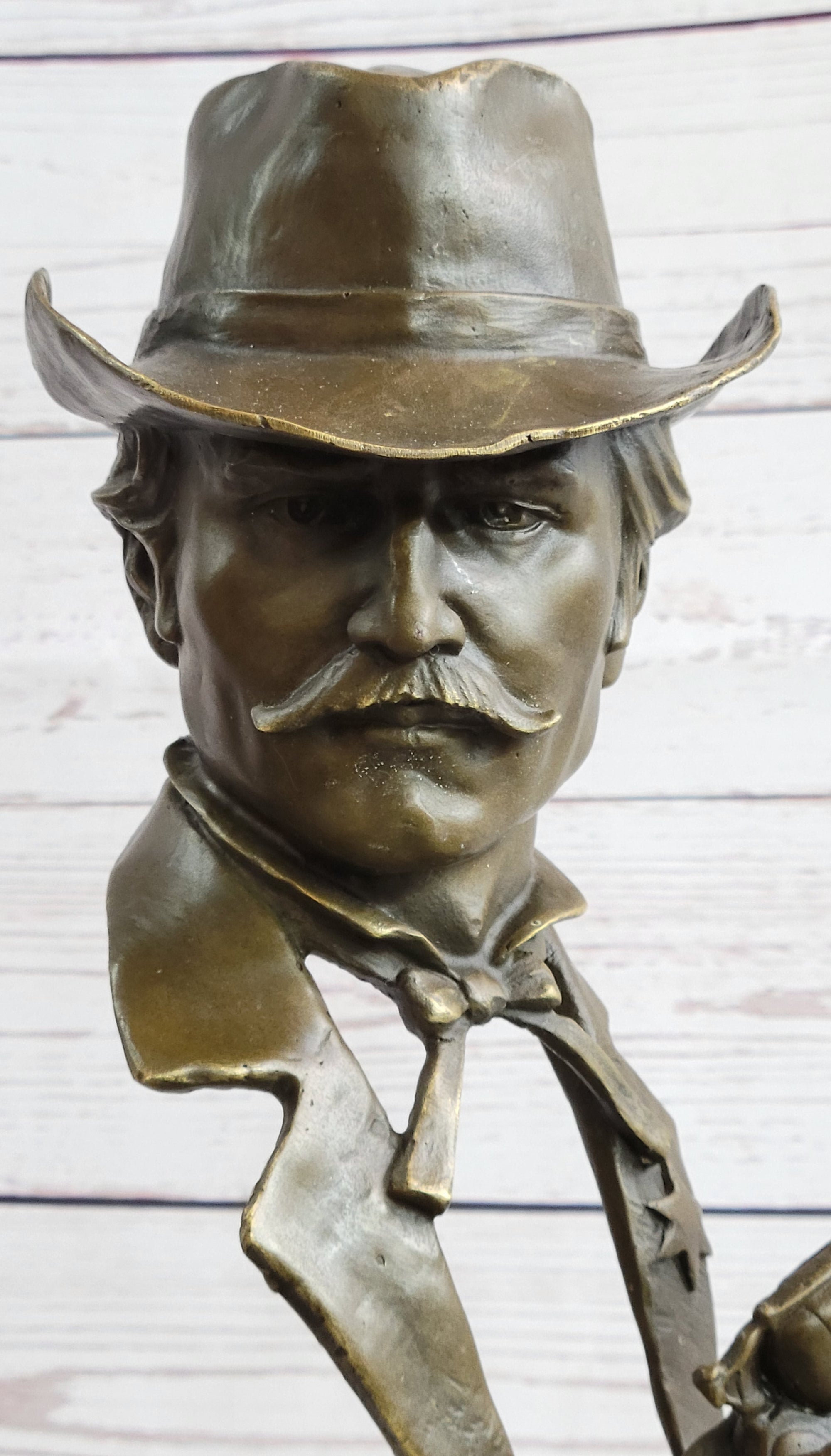 Wyatt Earp Wild West OK Corral Bronze Bust Sculpture Statue Western Art Decor