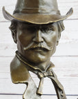 Wyatt Earp Wild West OK Corral Bronze Bust Sculpture Statue Western Art Decor