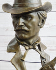Wyatt Earp Wild West OK Corral Bronze Bust Sculpture Statue Western Art Decor