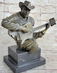 Country Western Music Musician Guitar Player Jazz Bronze Figurine Statue