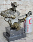 Country Western Music Musician Guitar Player Jazz Bronze Figurine Statue