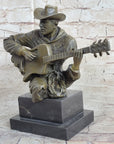Country Western Music Musician Guitar Player Jazz Bronze Figurine Statue