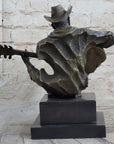 Country Western Music Musician Guitar Player Jazz Bronze Figurine Statue