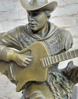 Country Western Music Musician Guitar Player Jazz Bronze Figurine Statue