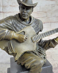 Country Western Music Musician Guitar Player Jazz Bronze Figurine Statue