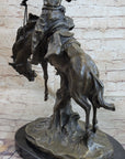 Western Decor Cowboy on Bucking Bronco Buster Horse Sculpture Statue
