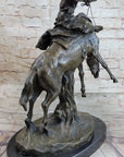 Western Decor Cowboy on Bucking Bronco Buster Horse Sculpture Statue